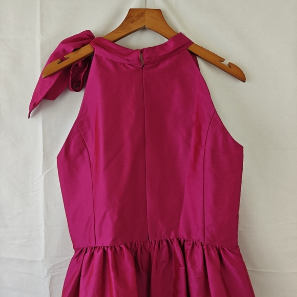 Alfred Sung Shirred Skirt Cocktail Mini Dress In Fushsia Pink Shimmer Size 8 - Picture 10 of 11